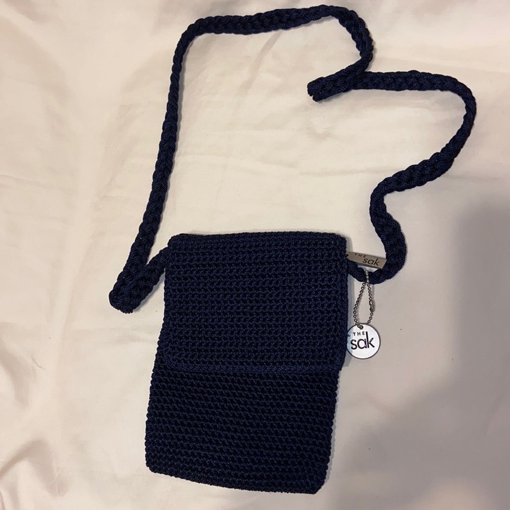 The Sak Navy Crochet Crossbody Shoulder Bag